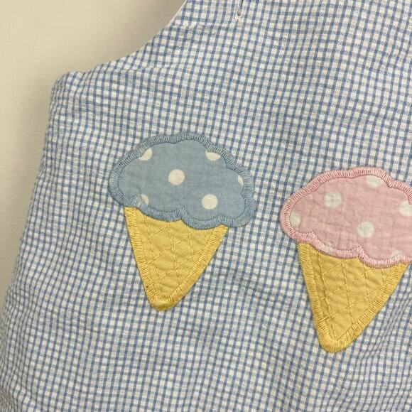 The Bailey Boys Blue Gingham Applique Ice Cream Dress 4T USA - Picture 2 of 11